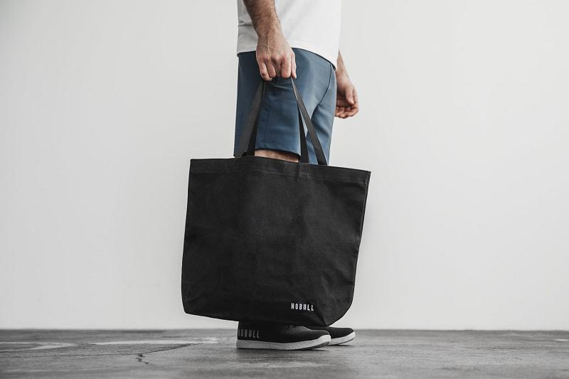 Black Nobull Waxed Canvas Open Top Tote Men's Bags | CA M1610Q